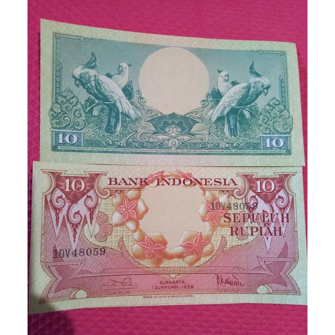 Uang Kertas Kuno 10 Rupiah Tahun 1959
