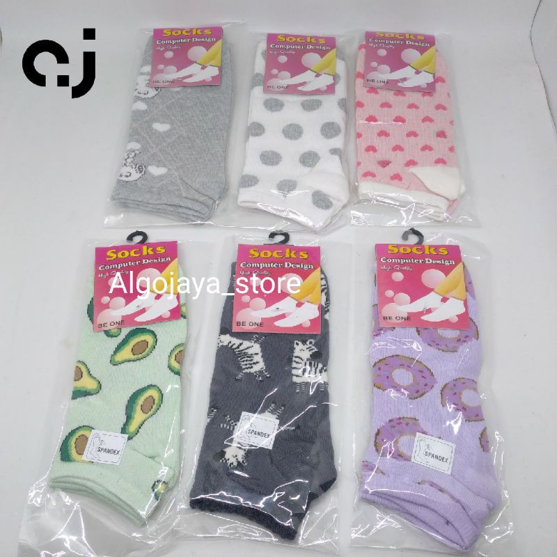 TOKO KL | paket 3 pasang kaos kaki pendek matakaki motif ankle socks wanita dewesa