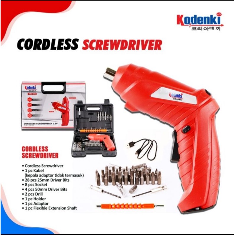 Kodenki mesin bor obeng baterai cordless screwdriver 47pcs