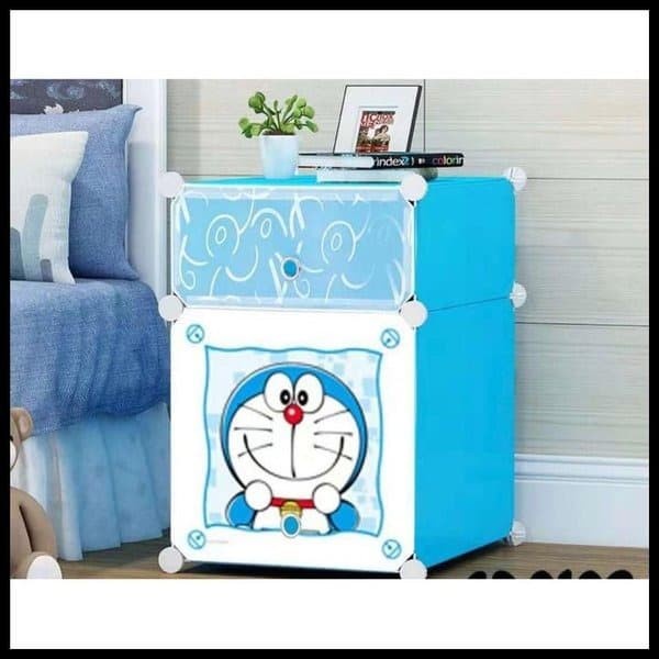 Nakas Plastik 2 Susun Karakter HK Kucing - Lemari Kecil Bedside Table Furniture Rumah Interior Kamar