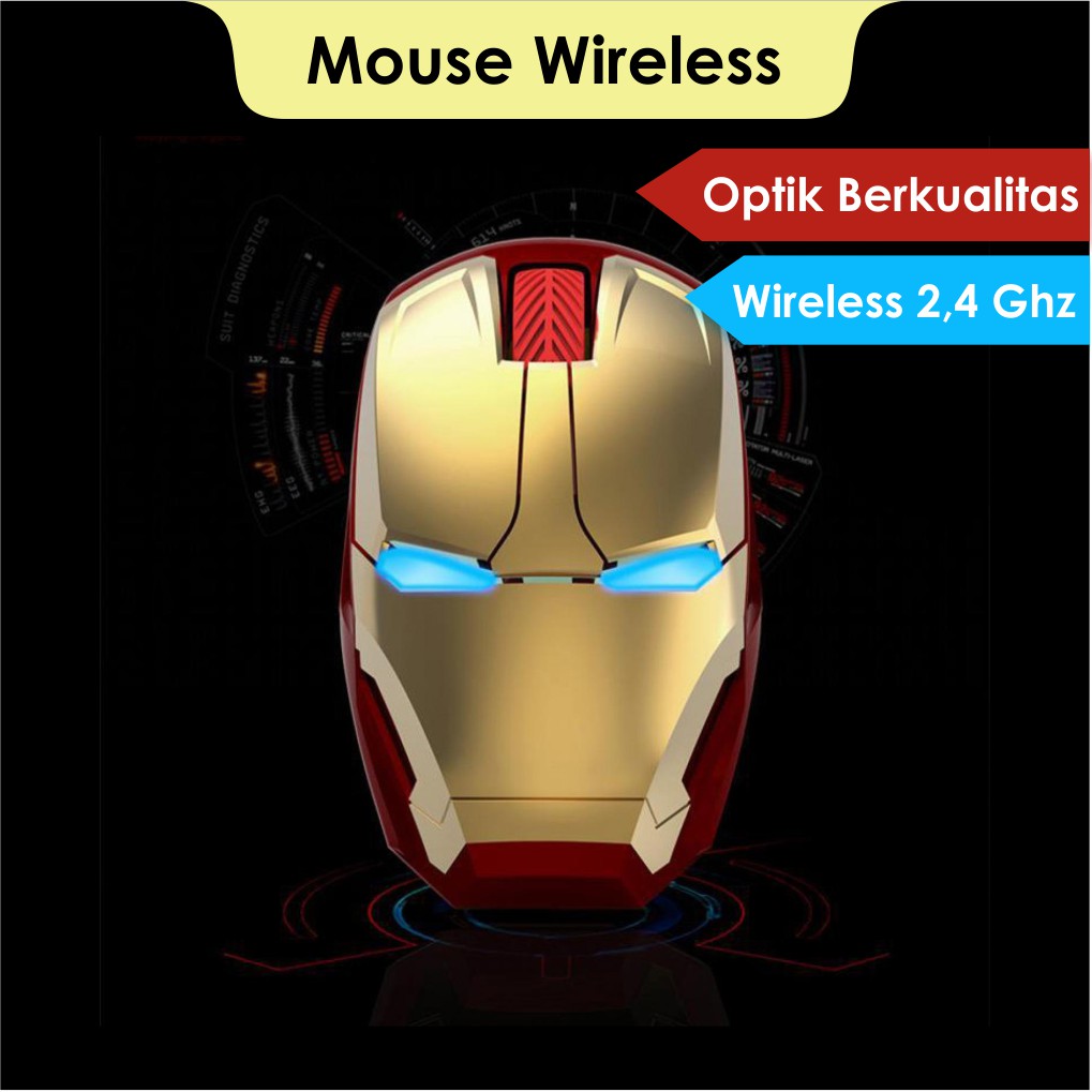 Mouse Wireless Komputer Mouse Karakter Iron Man Mouse Usb Mouse Laptop