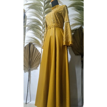 gamis Kondangan Brokat Tile mutiara