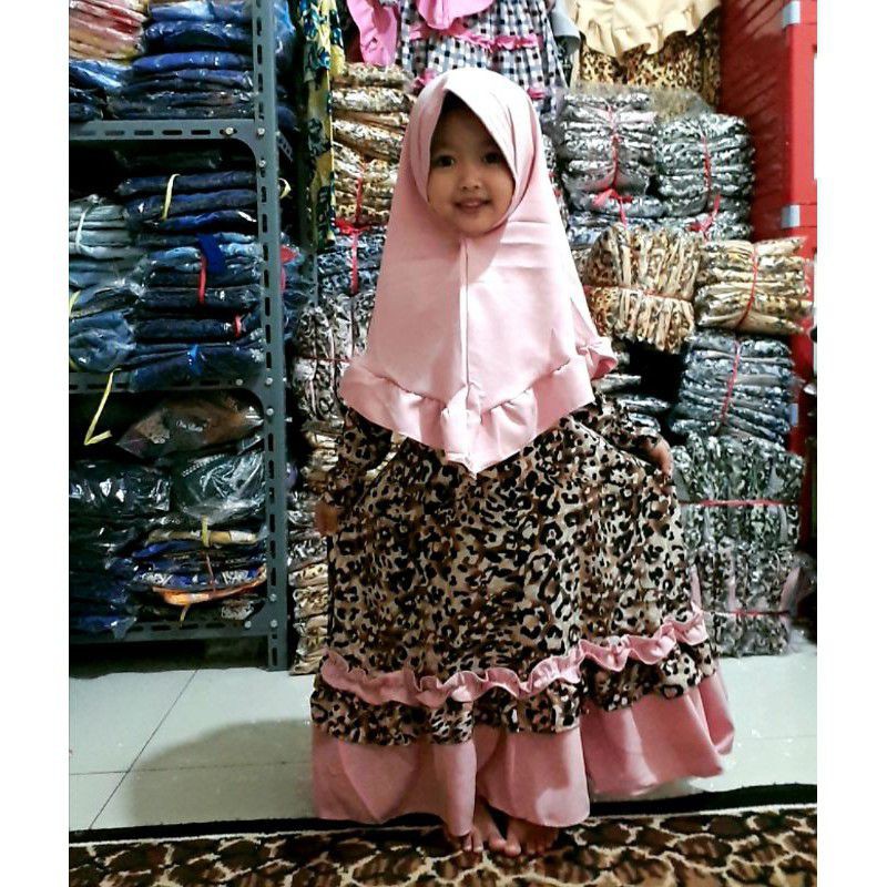 GAMIS MACAN LEOPARD ANAK USIA 3-14 TAHUN BAHAN MONALISA MOSCREFE PREMIUM DRESS FASHION BUSANA MUSLIM