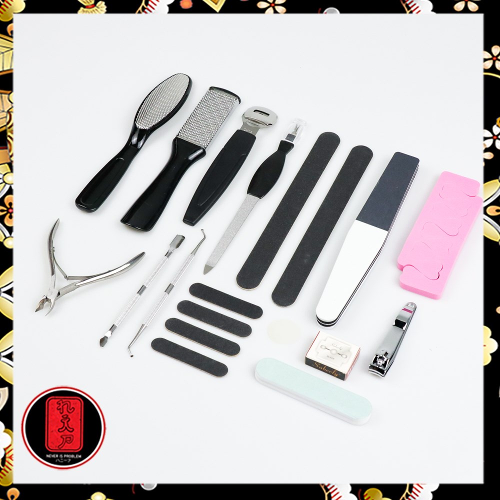 Alat Perawatan Kaki Manicure Pedicure Profesional Foot Care Scraper Set 20 in 1 - GR5663 - Black