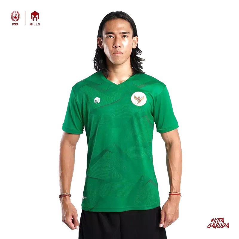 JERSEY TIMNAS GARUDA INDONESIA 2020 MILLS 1013GR BAJU LATIHAN TIMNAS TRAINING JERSEY TIMNAS GREEN