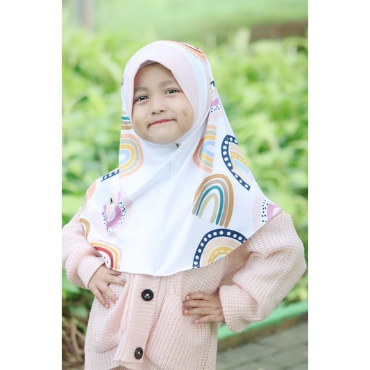 HIJAB INSTANT ANAK MOTIF RAINBOW ESTETIC / HIJAB INSTANT ANAK LUCU / KERUDUNG ANAK KARAKTER / JILBAB ANAK KARAKTER