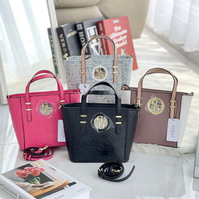 PROMO SALE Tas Guess Tote bag pink hitam nude denim