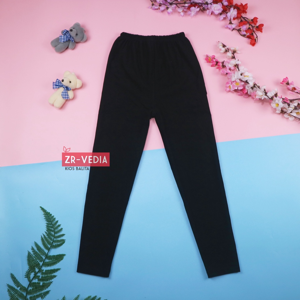 [HITAM] Legging Polos Anak Perempuan 1-12 Tahun / Celana Panjang Leging Ketat Polos Lejing Laging Wudhu Adem