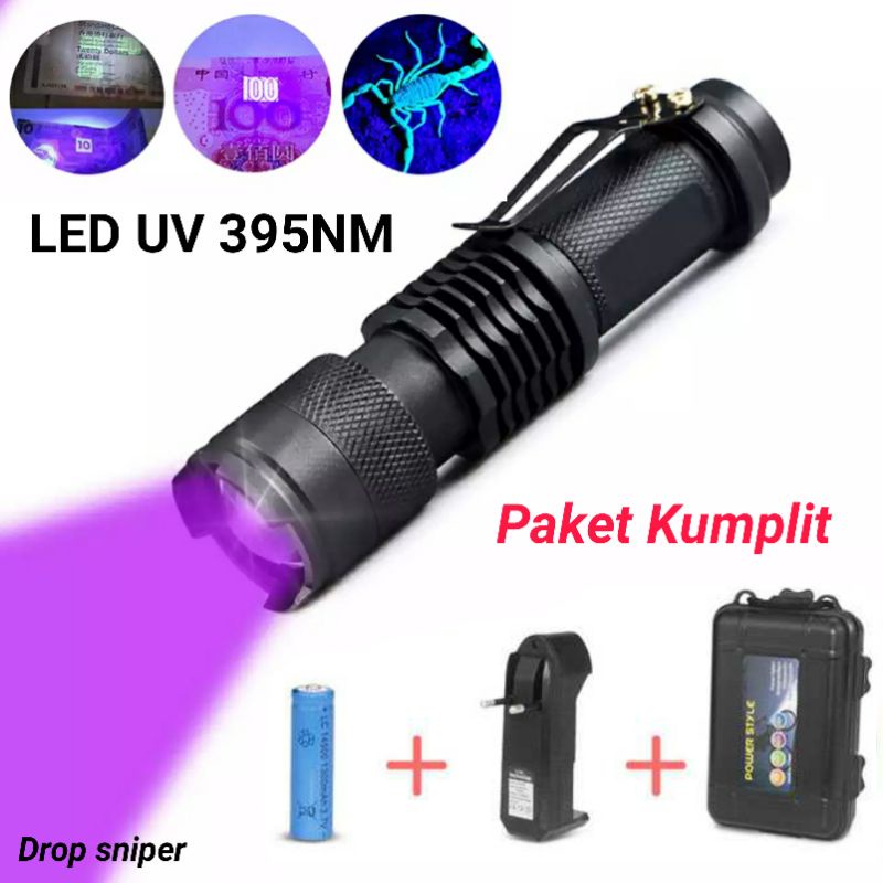 Senter LED UV 395nm Pocketman Ultraviolet Senter Berburu Jejak Hewan