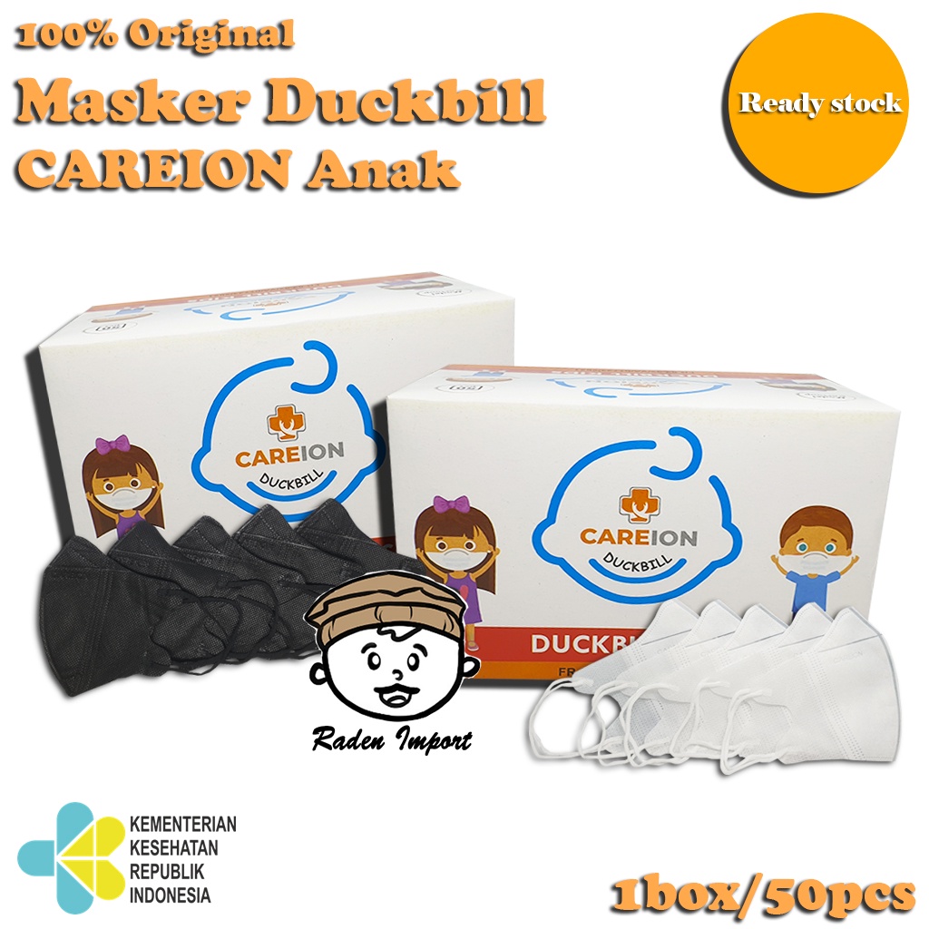 Masker DUCKBILL ANAK CAREION Warna Putih Hitam Abu Warna Warni Motif MEDIS KEMENKES