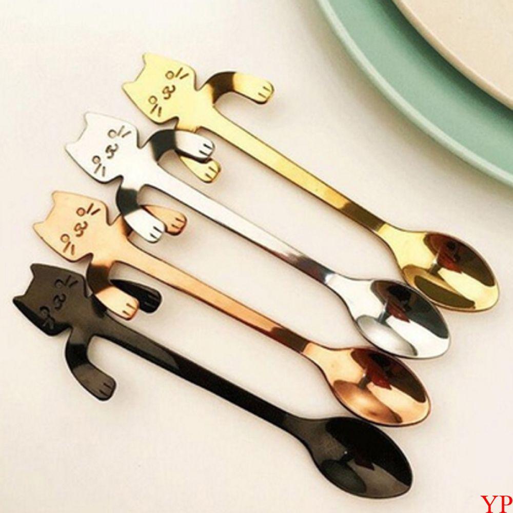 Solighter 1/2pcs Sendok Kucing Lucu Home Living Flatware Dinnerware Gagang Panjang