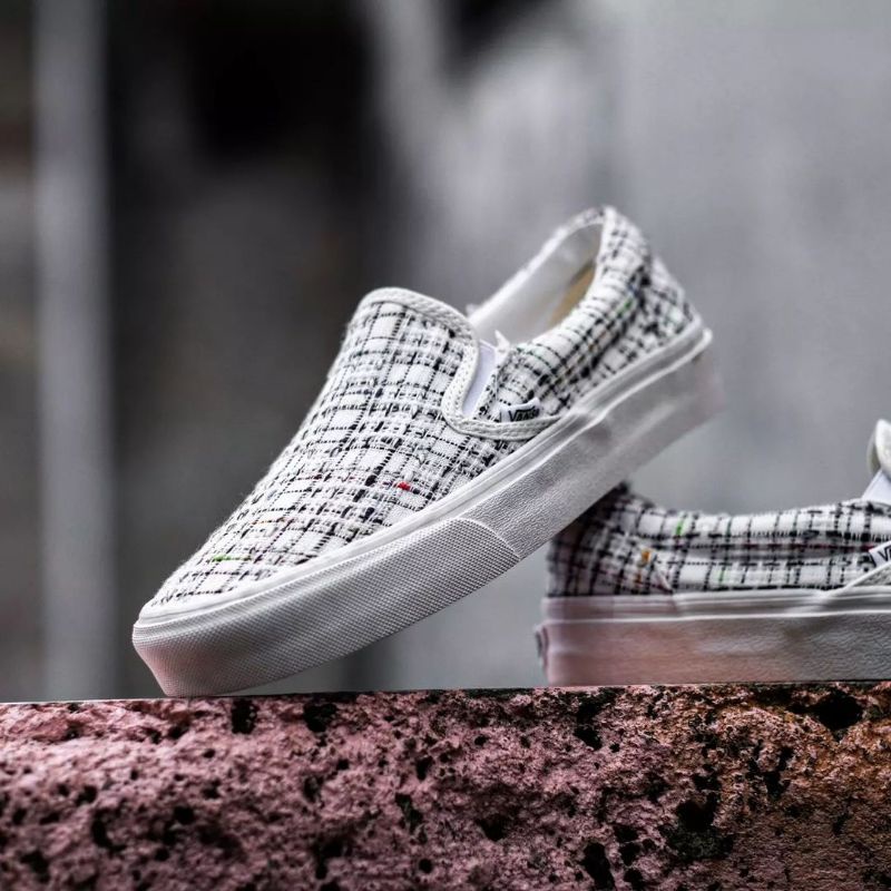 VANS SLIPON CLASSIC WOVEN PLAID WHITE" ORIGINA