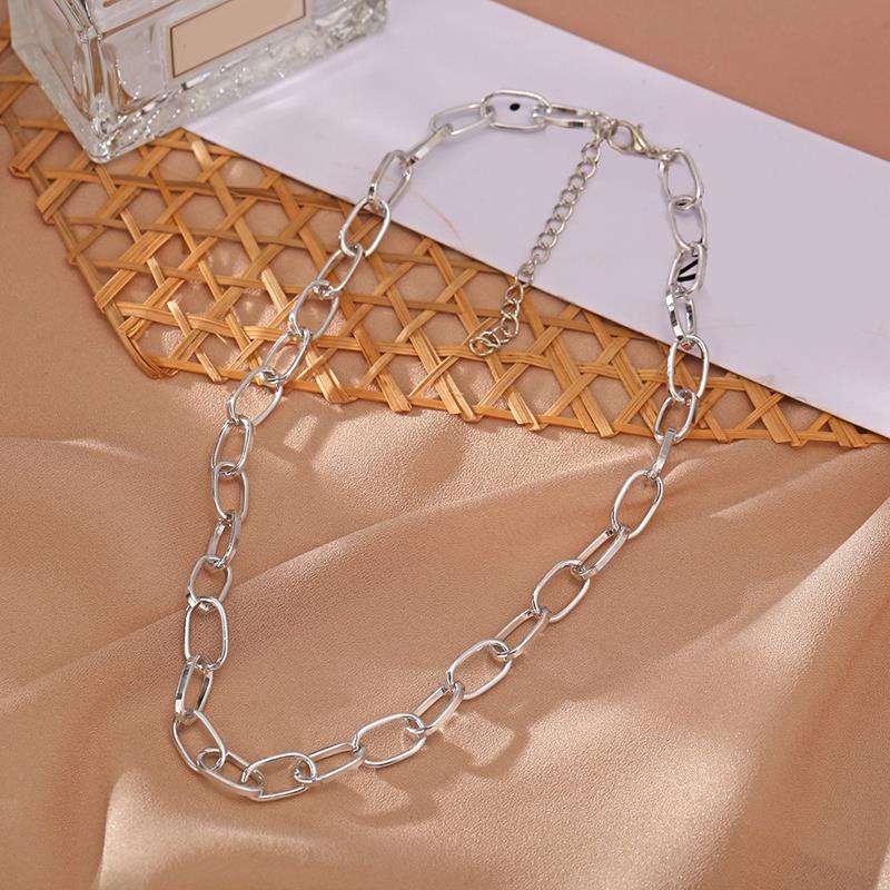 Kalung Choker Rantai Tebal Liontin Geometris Gaya Punk Hip Hop Untuk Aksesoris Perhiasan Pesta