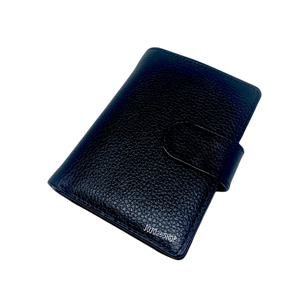 DOMPET KARTU / CARD HOLDER KULIT ASLI PRIA WANITA KANCING 77 HITAM