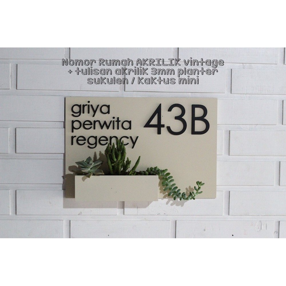 

Papan Akrilik 3D Nomer Rumah vintage akrilik Exclusive acrilyc 2 Layar include plant Bagus