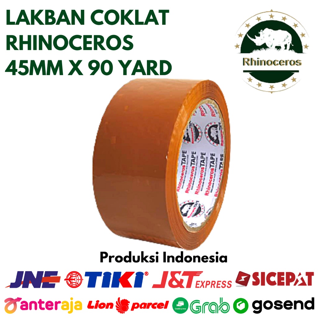 Lakban Coklat RHINOCEROS Tape Solati Isolasi Warna 2Inch 45mm x 90Yard