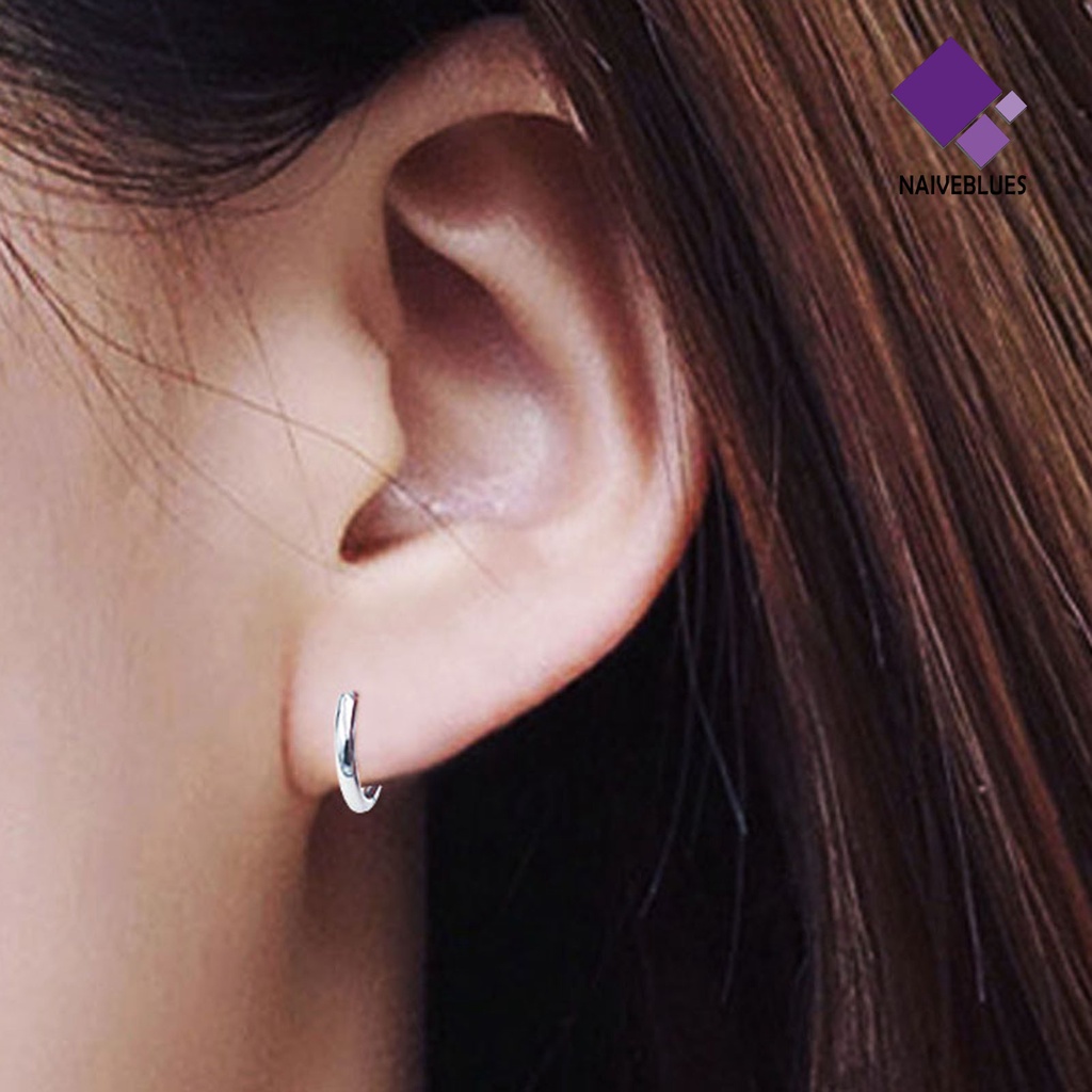 Naiveblue 1Pc Anting Bulat Simple Aksesoris Pria / Wanita