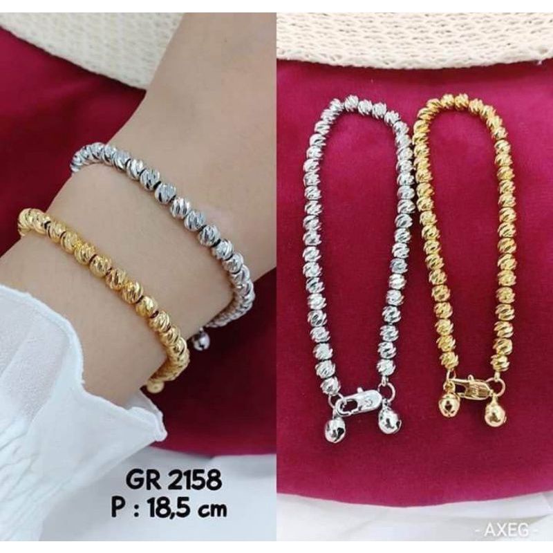 Gelang full biji lada lapis emas 24 karat anti luntur