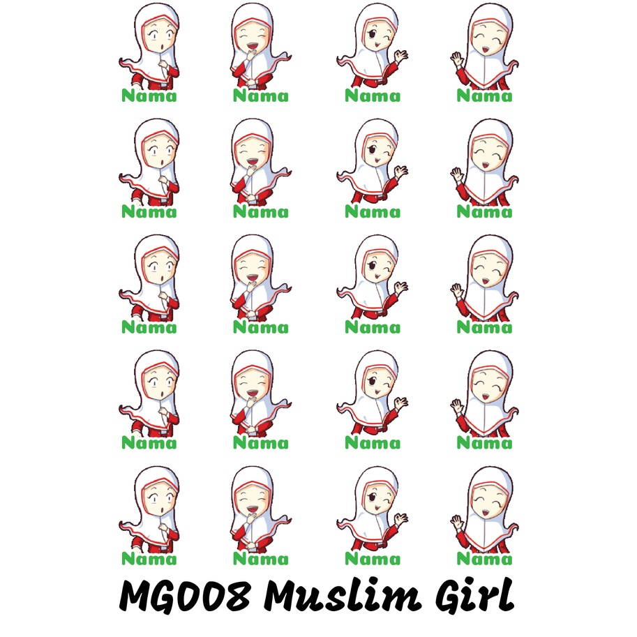 

Sticker Nama Cutting Label Waterproof Tahan Air Muslim Girl 08 (MG008)