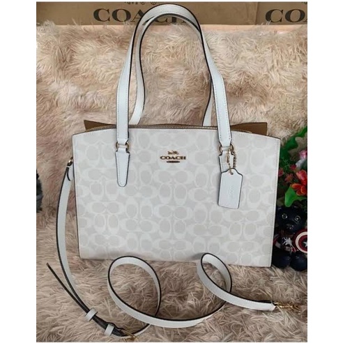 Coach Charlie Carryall White In Signature Canvas