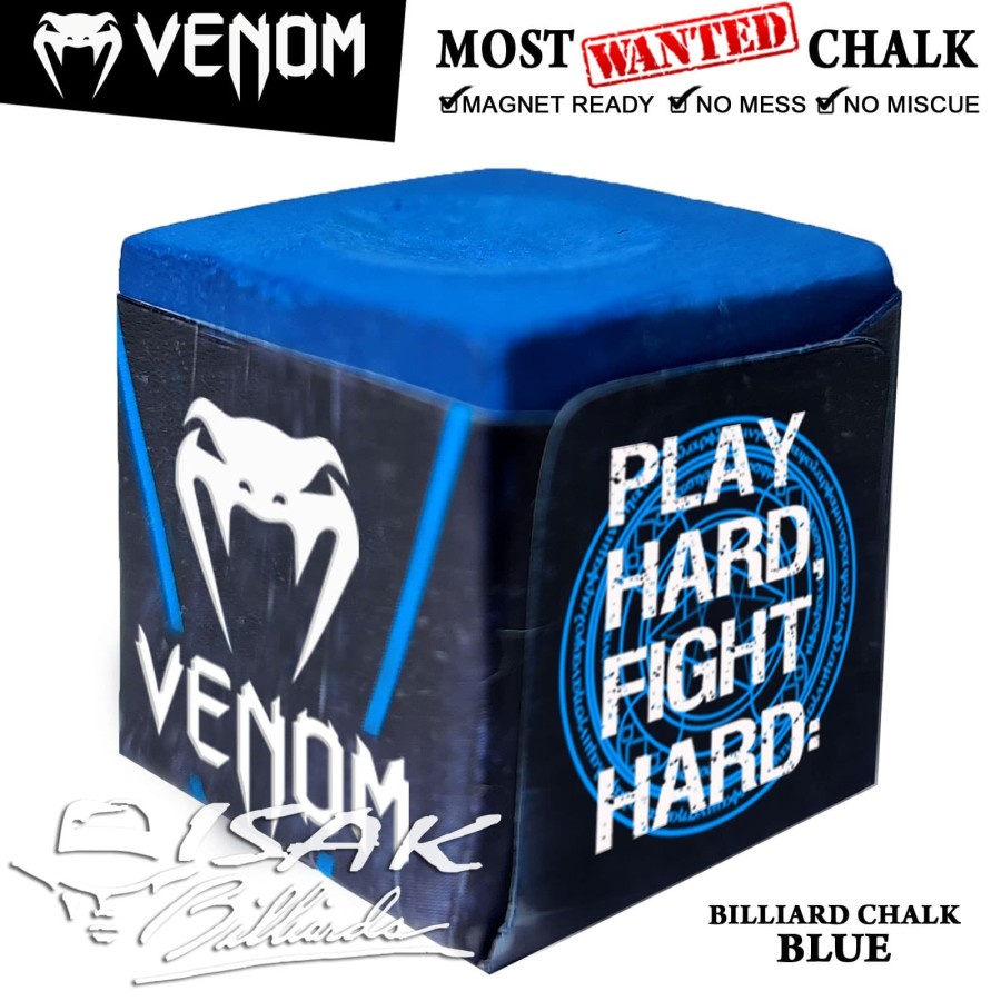 Venom Chalk Blue - Magnet Ready Box 2 pcs Billiard Chalks Kapur Cuk