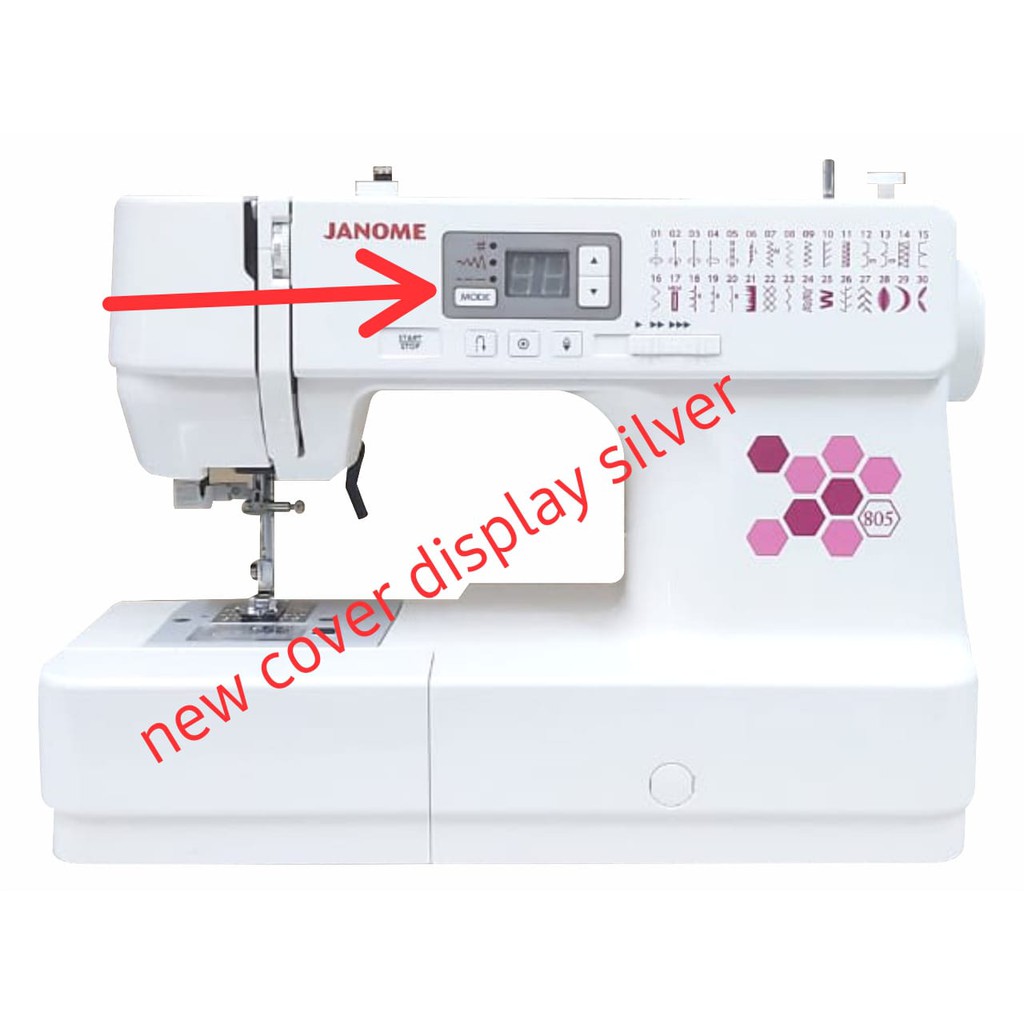 mesin jahit portable merk janome type 805 model komputer terbaru - cover display silver