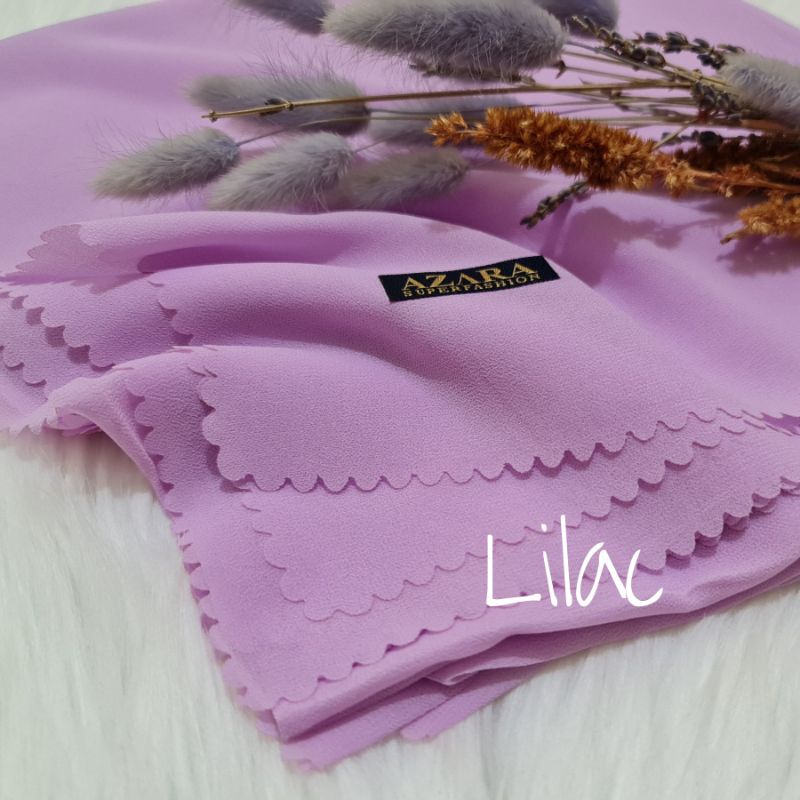 Azara Kerudung Segiempat Lacercut Ceruty Babydoll Premium 110X110 CM