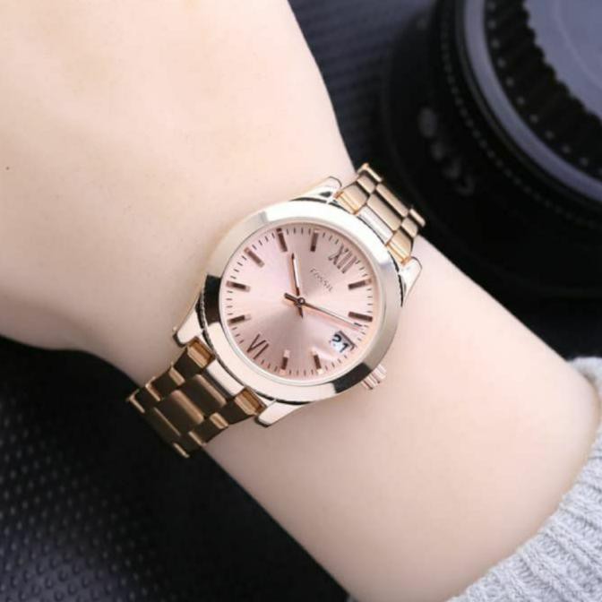 Jam Tangan Wanita Analog Fosil 737 Rantai Fashion Wanita - Rosegold