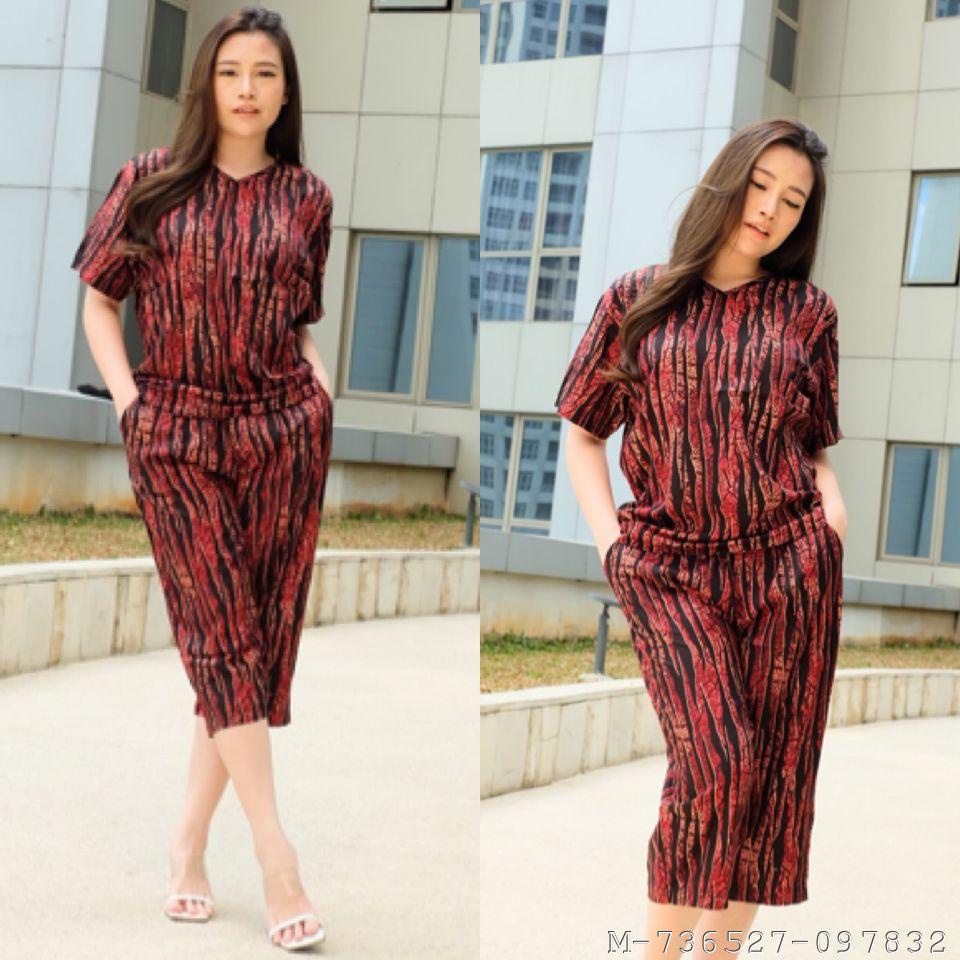 BAJU SET WANITA MOTIF KAYU RAYON VBOM-410