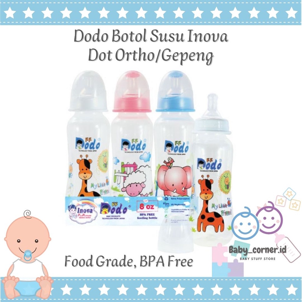 DODO PP INOVA Botol Susu Asi Bayi Anak Dot Gepeng Pedodontic Orthodontic Nipple