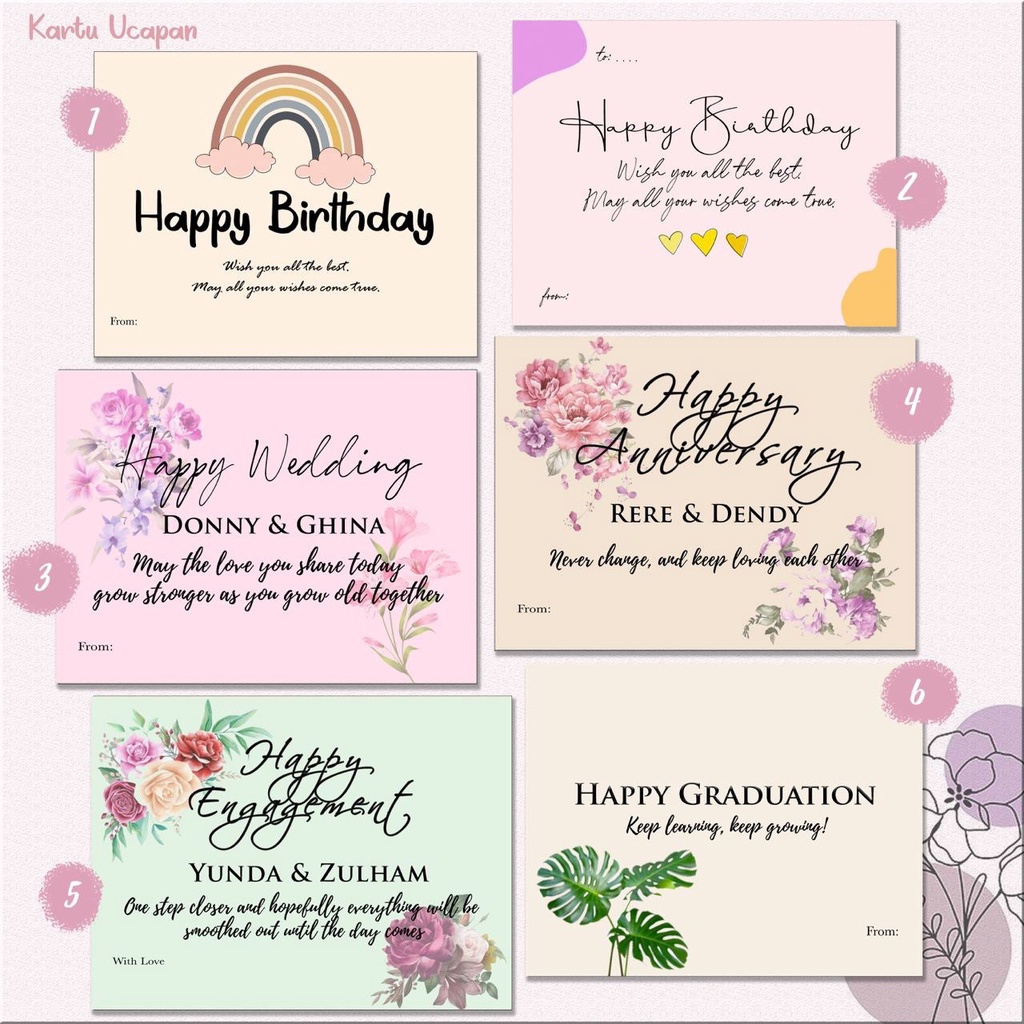 KARTU UCAPAN GIFT CARD GREETING CARD KARTU UCAPAN WISUDA BIRTHDAY ANNIVERSARY WEDDING ENGAGEMENT CAR