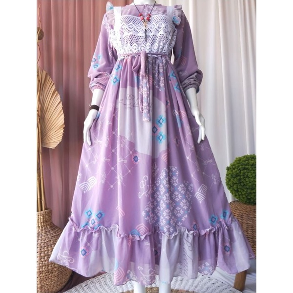 Gamis rompi rajut import //set amborsia rajut // gamis model terbaru 2021