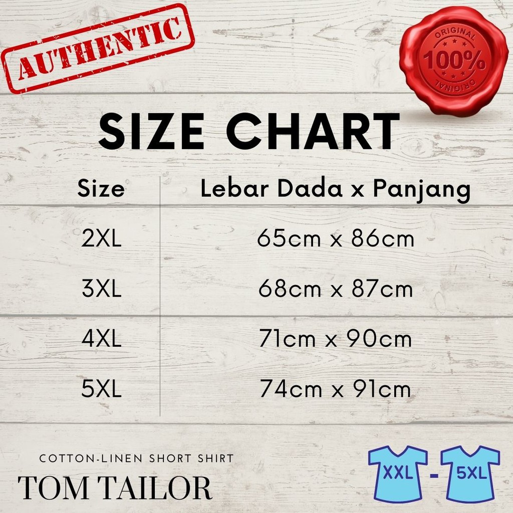 Hem Pendek Big Size Tom Tailor Original Jumbo Biru Navy Polos