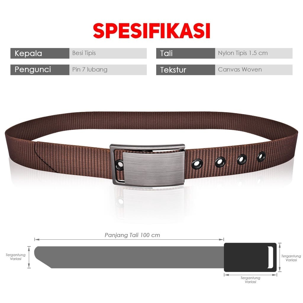 IKAT PINGGANG PRIA TALI NYLON CANVAS KEPALA SILET SABUK PRIA GESPER PRIA MEN BELT AKSESORIS FASHION