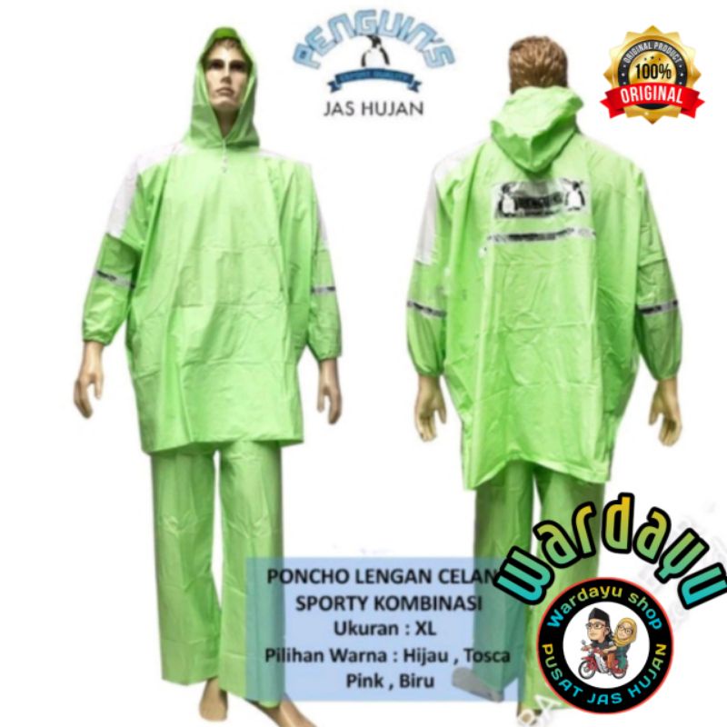 Jas Hujan Ponco Lengan Celana Penguin Kombinasi Sporty Dewasa Pria Wanita Terlaris / Raincoat Penguins Phonco 369 / Mantel Cewek Cowok Remaja Terbaru Murah Berkualitas / Terusan poncho  Elephant Gajah Zippy Terbaik Batman CelanaTermurah Harga grosir