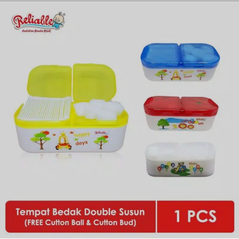 tempat bedak  RELIABLE susun dan NINIO single dan spons /puff bedak NINIO