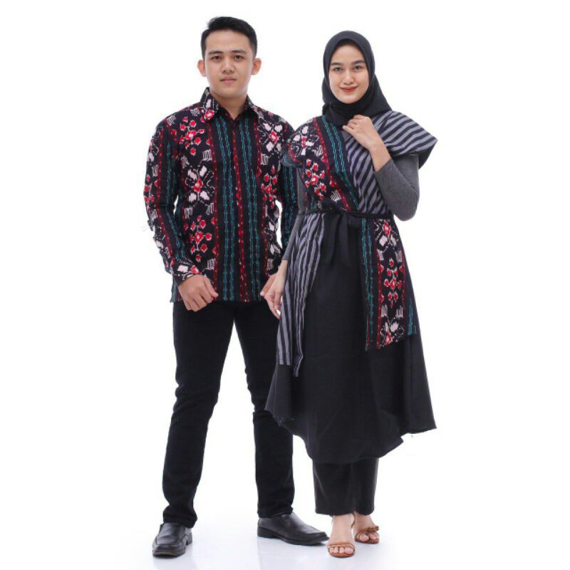 Couple dress etnik (sarimbit) dress batik brokat mix katun yunmah Motif