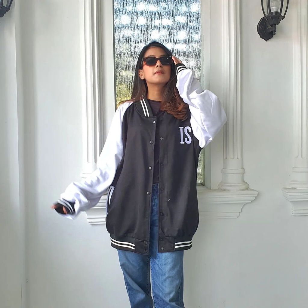 Jaket Sweater Baseball IS bisa untuk pria/wanita size L XXL