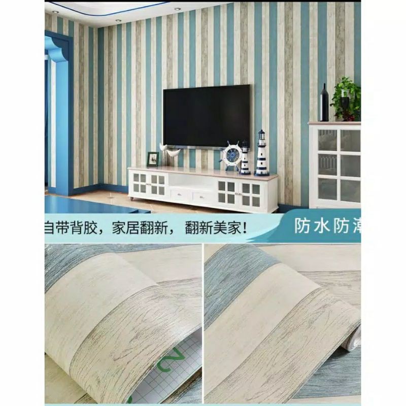 Wallpaper  Dinding Motif Kayu 3 Warna Ukuran Panjang 10Meter x Lebar 45Cm