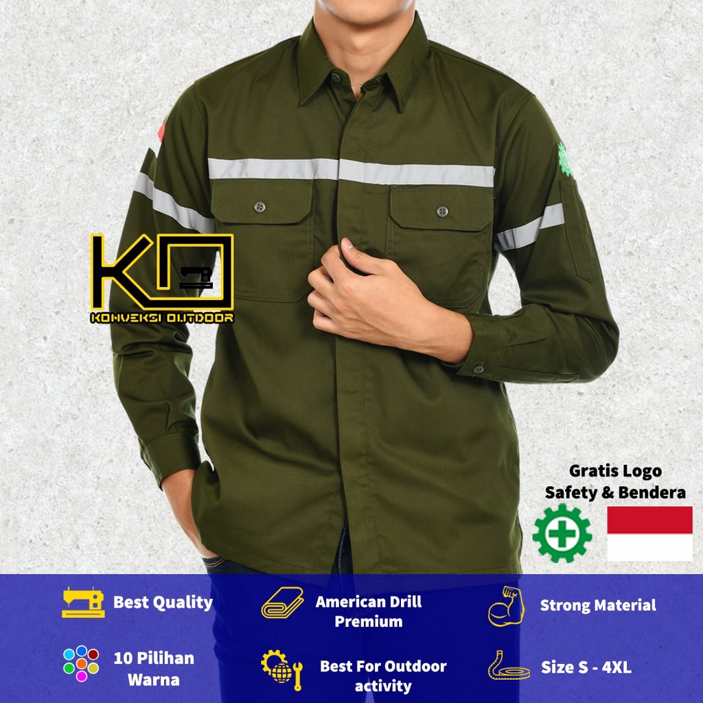 JUMBO - KEMEJA WEARPACK BAJU SAFETY K3 OUTDOOR INDOOR 3XL 4XL - Seragam Kemeja Kerja Lapangan Lengan Panjang Proyek Bangunan Tambang Alat Berat PLN Enginer Instalasi Mesin werpek sefti Scotlit Khusus Jumbo XXXL XXXXL Konveksi Outdoor