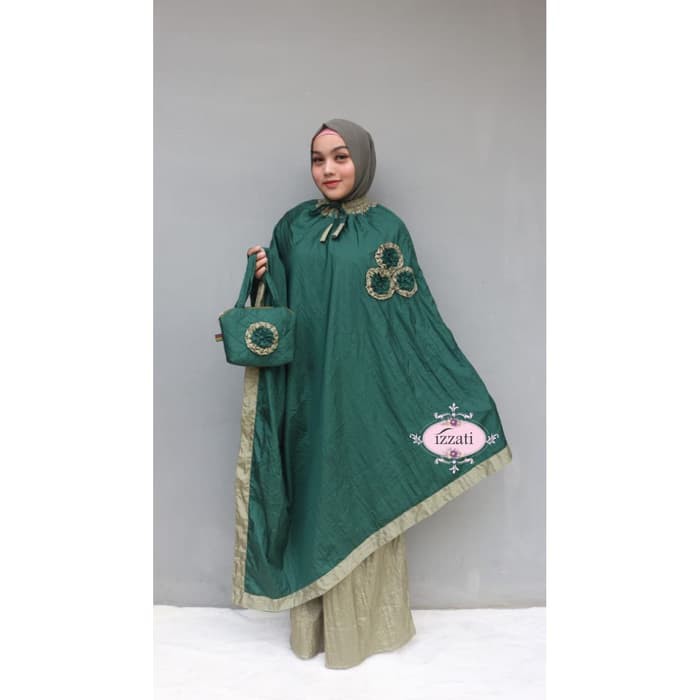Mukena Wanita Muslimah, Mukena Perempuan, Mukena Cantik, Mukena 3596GW  Izzati Premium Hijau Botol