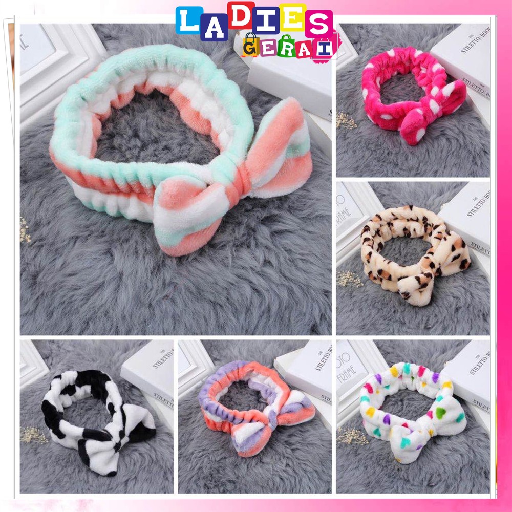 Bando / Bandana Korea Motif Pita / Headband Mandi / Headband Facial