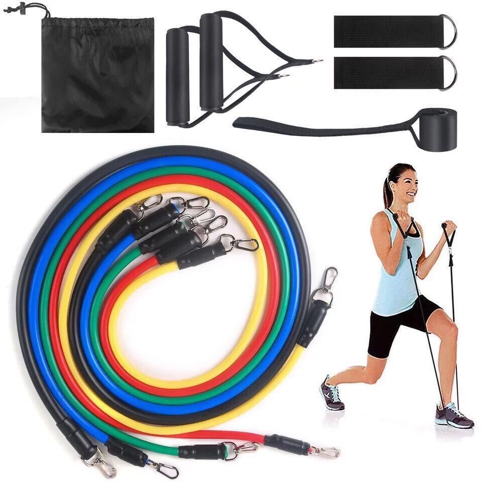 11 in 1 SET TALI PEMBANTU FITNESS GYM POWER RESISTANCE BANDS STRETCHING ~ 826