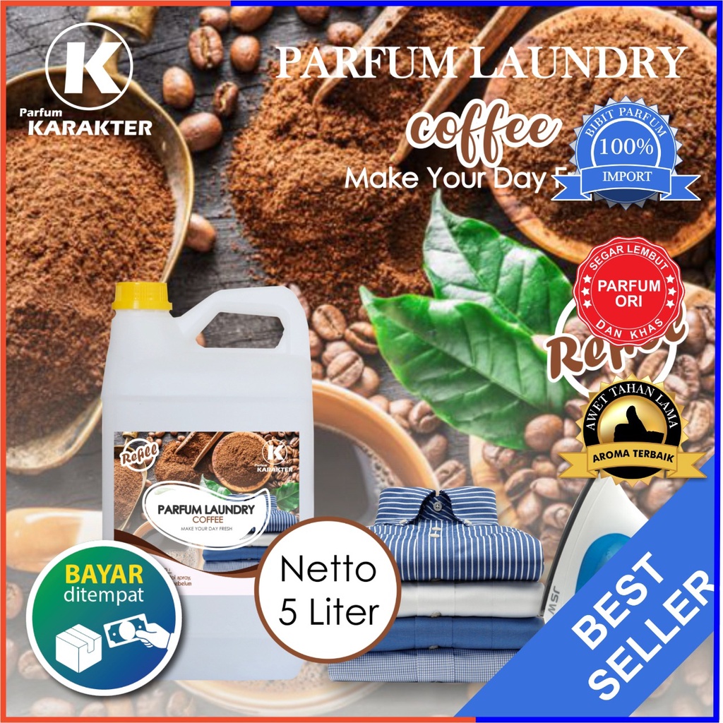 Parfum Laundry aroma Coffe | Pewangi Laundry Pakaian Wangi &amp; Tahan Lama | Kemasan 5 Liter | Bisa Cod | Terlaris