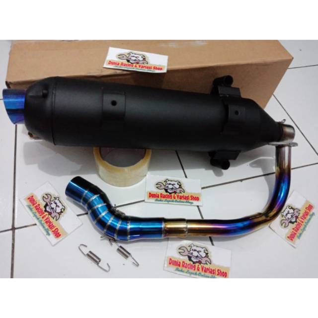 Knalpot Tsukigi Vario 125 Vario 150 Leher pelangi blue Stenlis Thailand