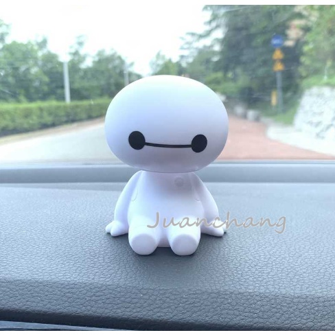 Mainan Boneka Kartun Baymax Robot Kepala Goyang Bahan Plastik Untuk Dekorasi Interior Mobil