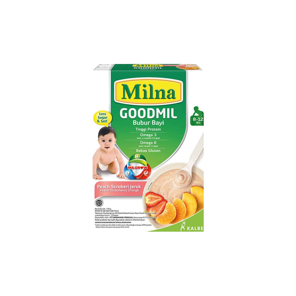 Milna Goodmil Bubur Khusus Peach, Strawberry, Jeruk 120gr 8+