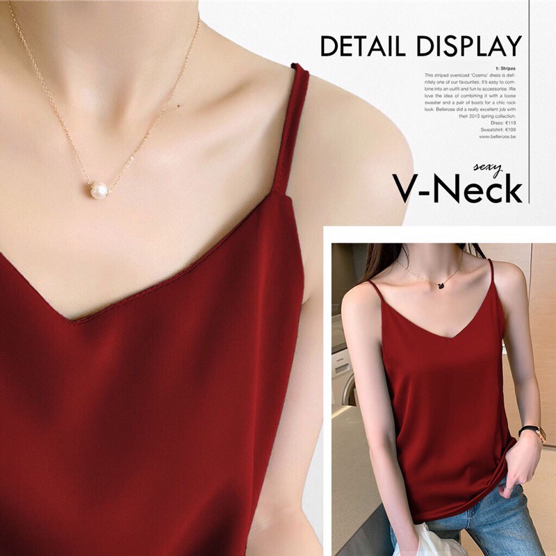 [COD] BEST SELLER Basic Tank Top Tali - Tank Top Premium - Strappy Tank-Maroon