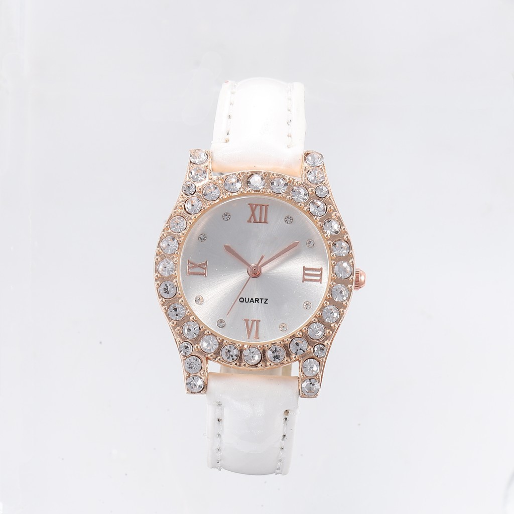 BERLIAN BARU FASHION JAM TANGAN WANITA GROSIR JAM TANGAN WANITA SISI PLAT KULIT DIAMOND HARGA W25