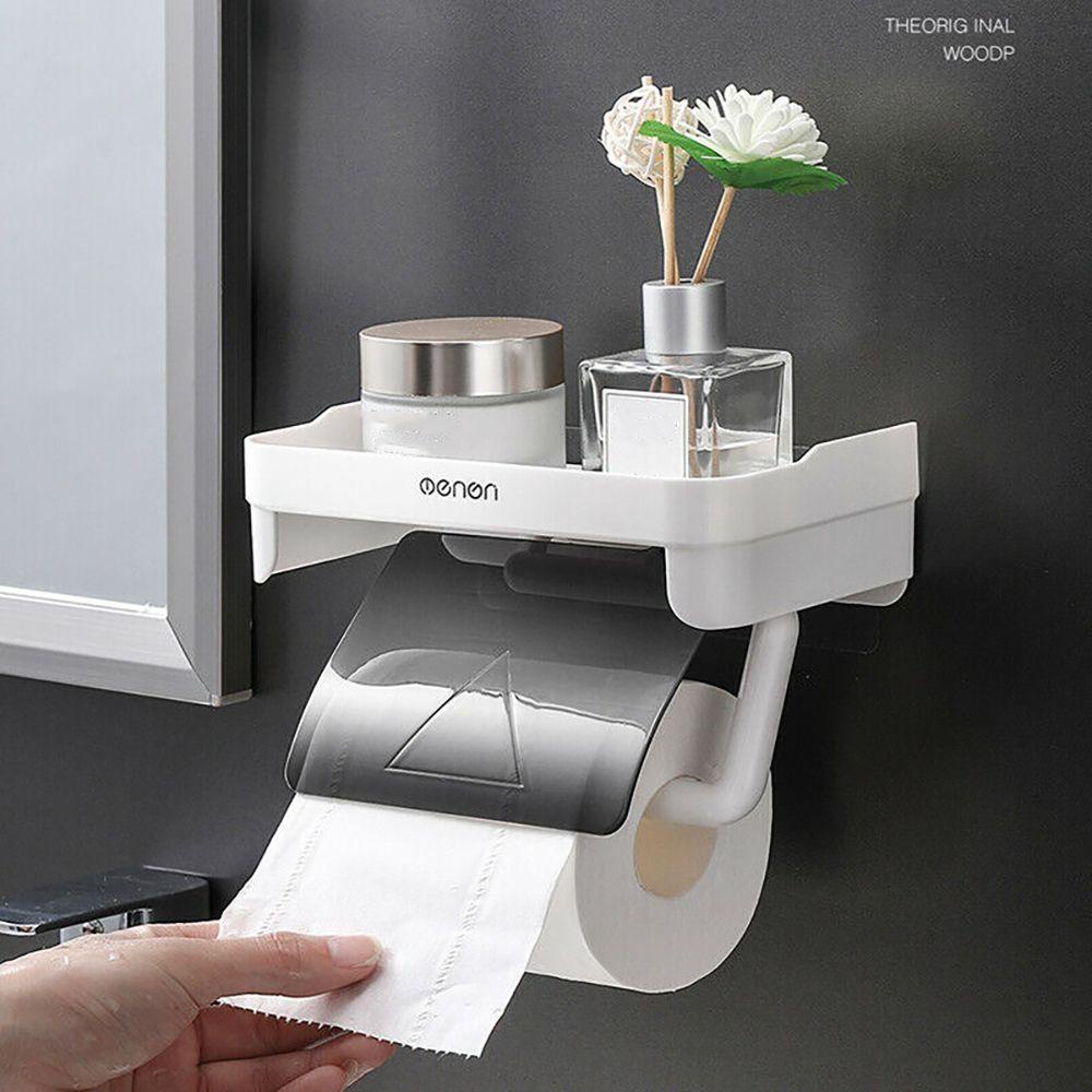 Solighter Toilet Paper Holder Aksesori Kamar Mandi Dipasang Di Dinding Tanpa Pelubang Penyimpanan Kertas Dapur Roll/Dispenser Kertas Serut